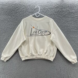 Kijun Sweatshirt Womens Medium Cream Lane Catch Embroidered Crop Pullover